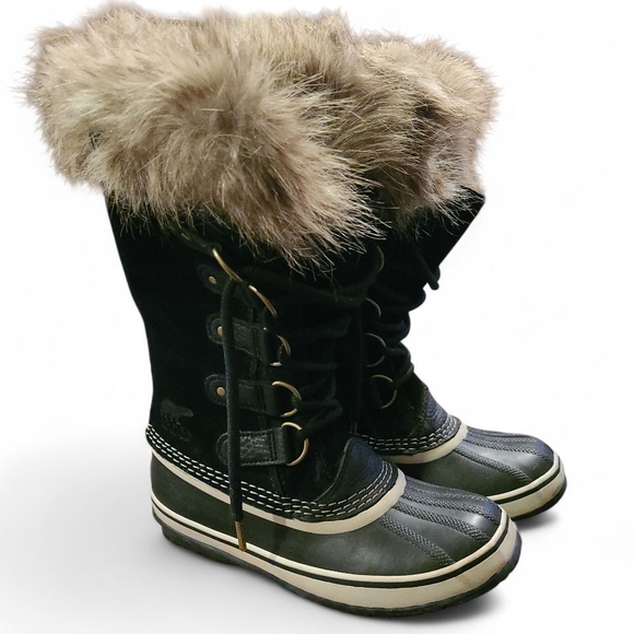 Women's Sorel Joan Of Arctic Waterproof Suede & Leather Boots Black Stone Size 6 - Picture 8 of 13